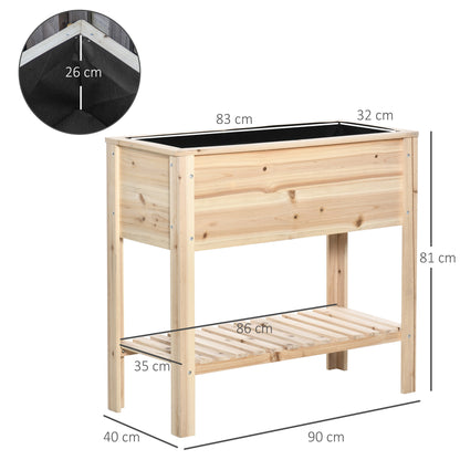 Outsunny Huerto Urbano Elevado De Madera 90x40x81 Cm Con Estante Para Cultivos_2