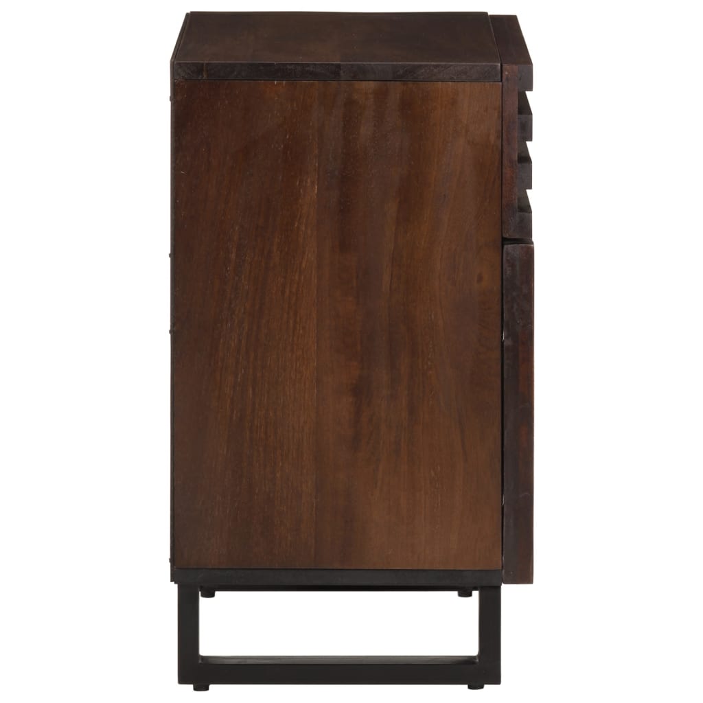 Mesita De Noche Madera Maciza Mango Marrón 50x34x60 Cm_1
