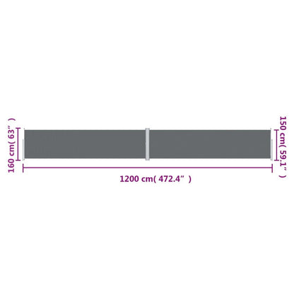 Vidaxl Toldo Lateral Retráctil Antracita 160x1200 Cm_2