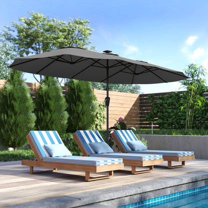 Outsunny Sombrilla Doble 4x2 M Con 36 Luces Led Manivela Upf50+ Gris Oscuro_4