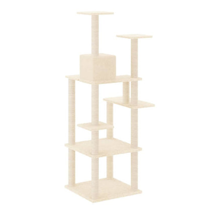 Vidaxl Rascador Para Gatos Con Postes De Sisal Crema 153 Cm_4