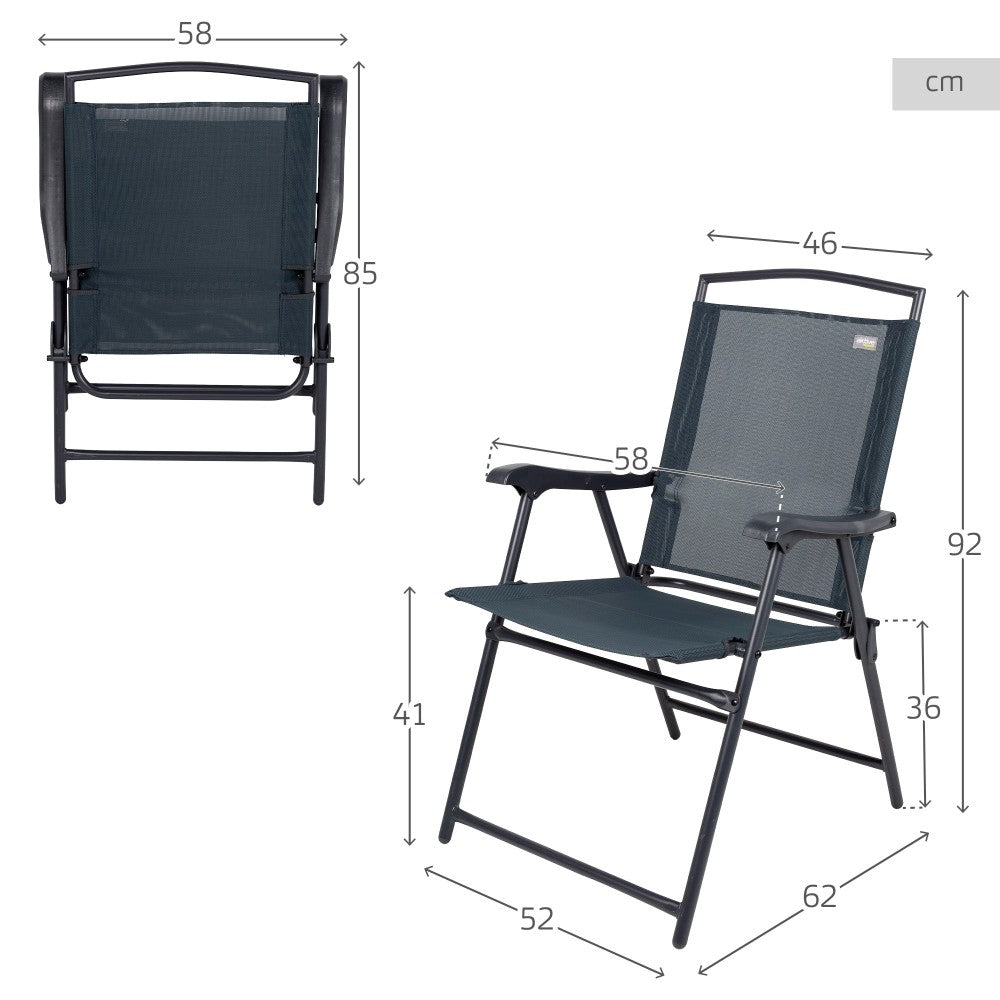 Silla Plegable Jardín Tejido Reforzado Antracita C/reposabrazos Aktive_3