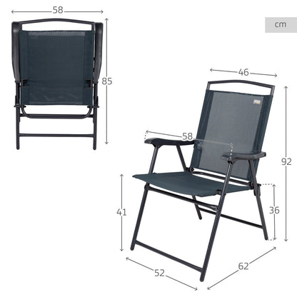 Silla Plegable Jardín Tejido Reforzado Antracita C/reposabrazos Aktive_3
