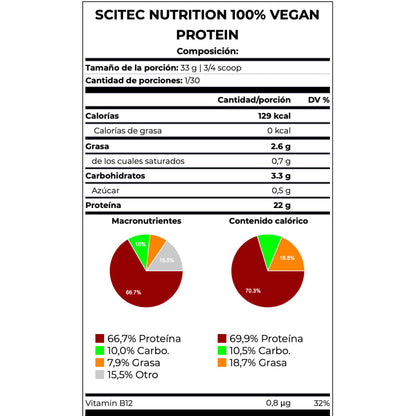 100% Vegan Protein 1 Kg Avellana - Nuez