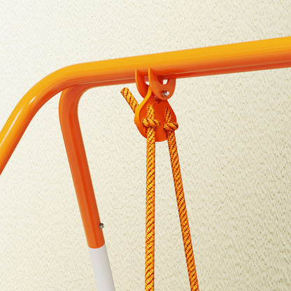 Outsunny Columpio Para Bebés Exterior De Acero Con Cinturón De Seguridad Naranja_4