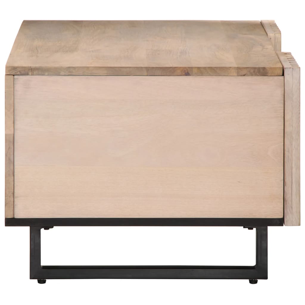 Mesa De Centro De Madera Maciza Mango Blanco 100x55x40 Cm_1