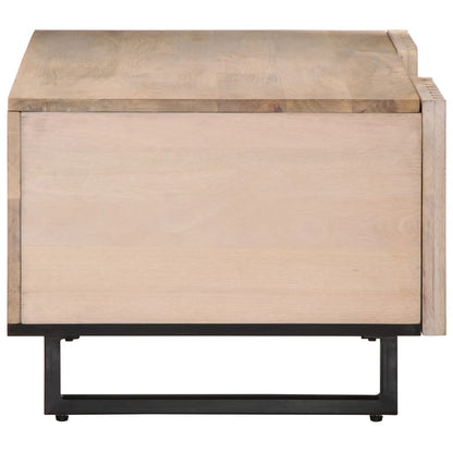 Mesa De Centro De Madera Maciza Mango Blanco 100x55x40 Cm_1