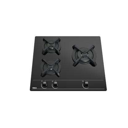 Placa de Gas 3 Zonas Teka GBC 63010 cristal templado Negro Gas Natural