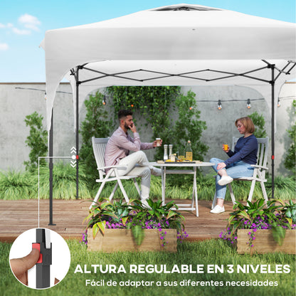 Outsunny Carpa Plegable 3x3 M Altura Ajustable 1 Pared Lateral Blanco_3
