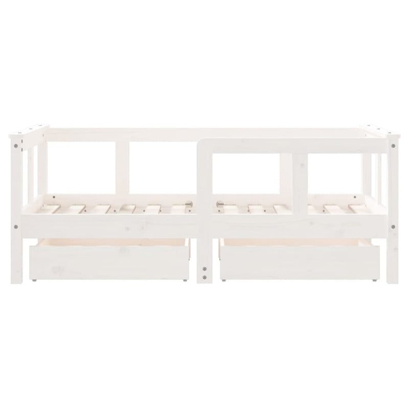 Vidaxl Estructura Cama Niños Con Cajones Madera Pino Blanco 70x140 Cm_5