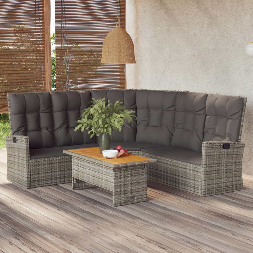 Vidaxl Set De Muebles De Jardín 2 Pzas Cojines Ratán Sintético Gris_1