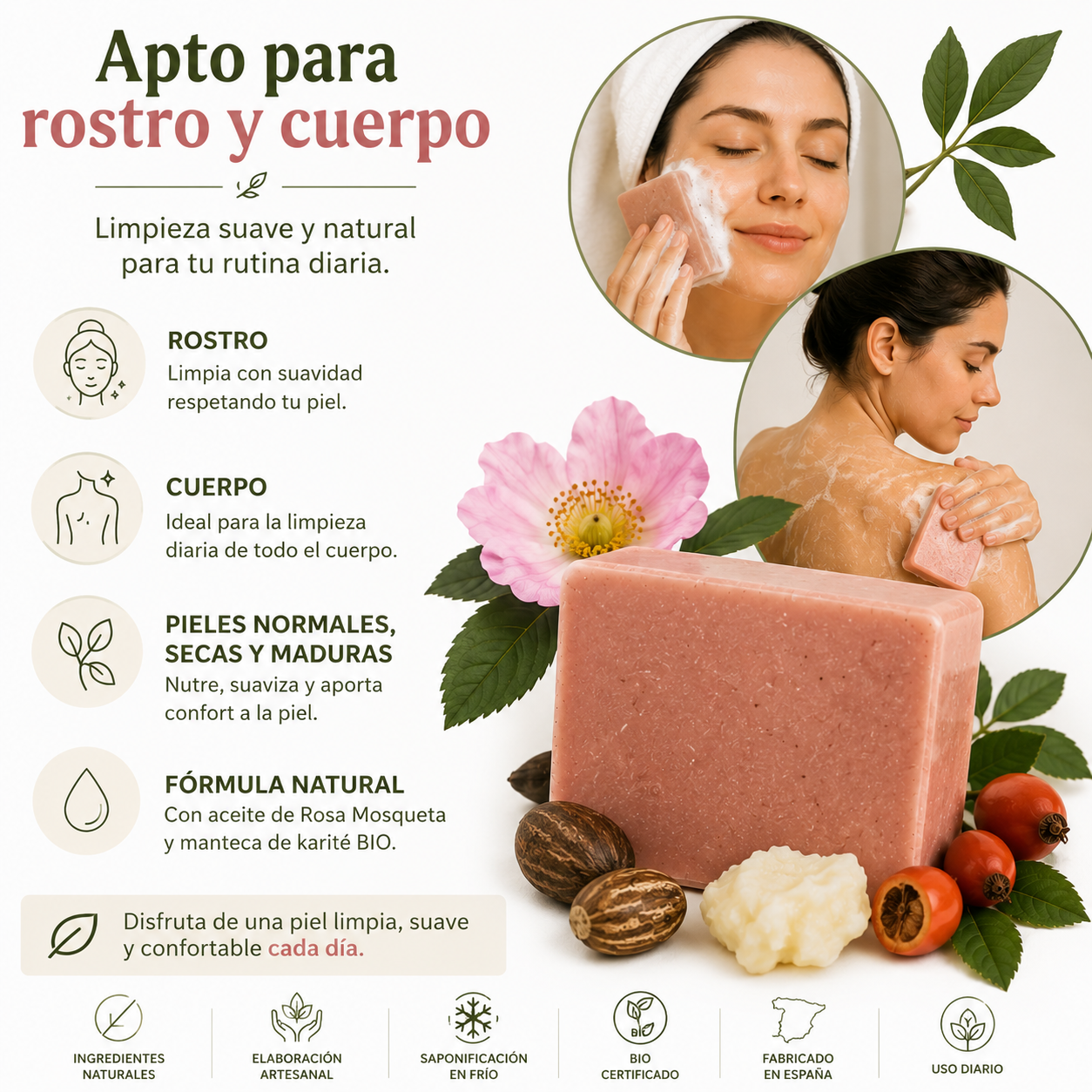 Jabón Botánico de Rosa Mosqueta BIO | Rostro y Cuerpo | 100 g_4