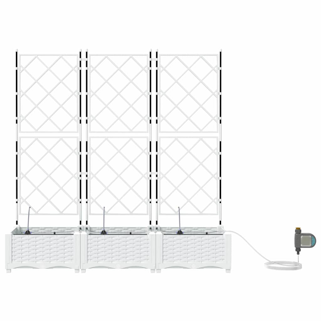 Macetero De Jardín 3 Uds. Blanco 120 X 40 X 126 Cm Pp_4