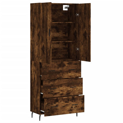 Aparador Alto Madera Contrachapada Roble Ahumado 69,5x34x180 Cm_3