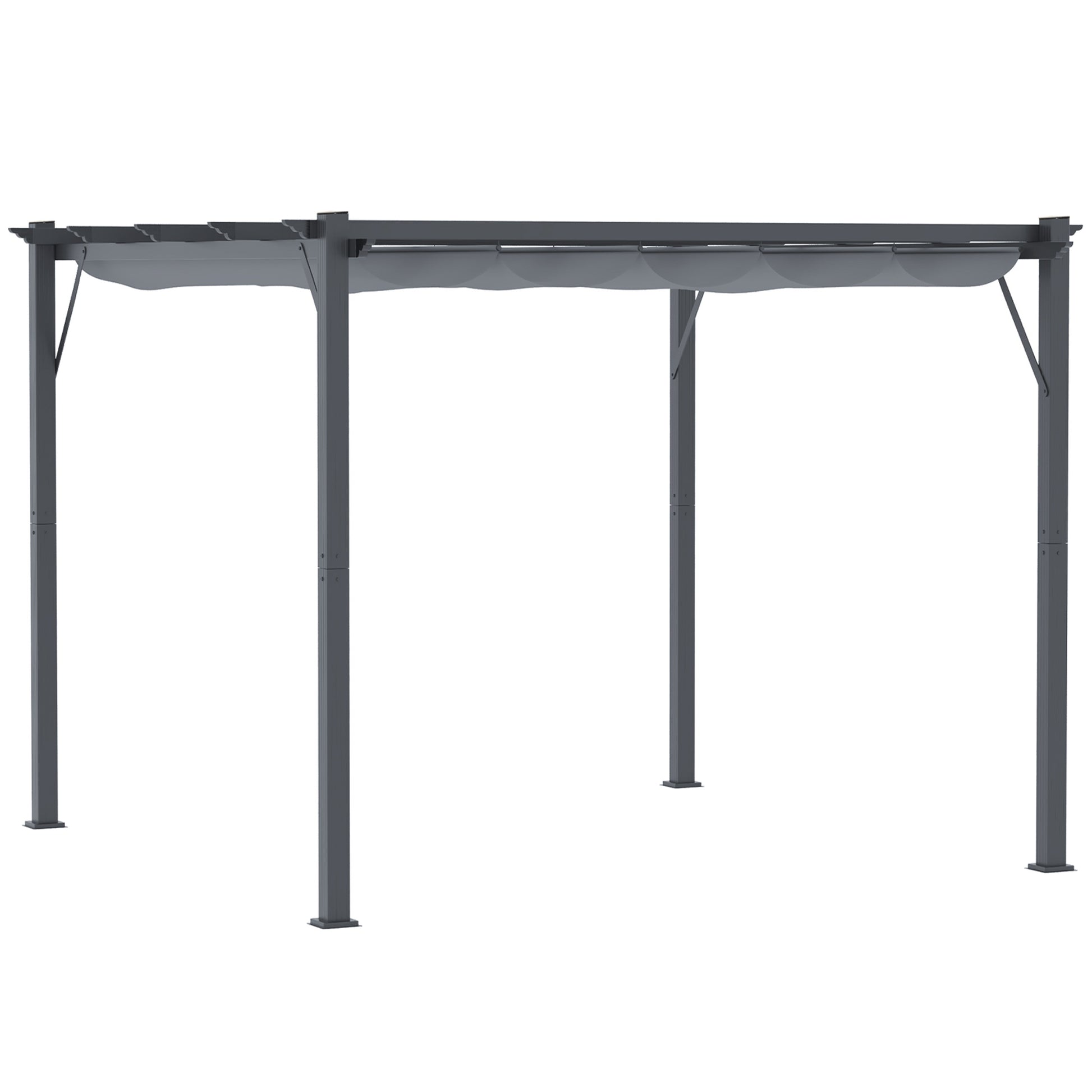 Outsunny Pérgola De Aluminio 3x3 M Con Techo Retráctil Resistente Al Agua Gris_0