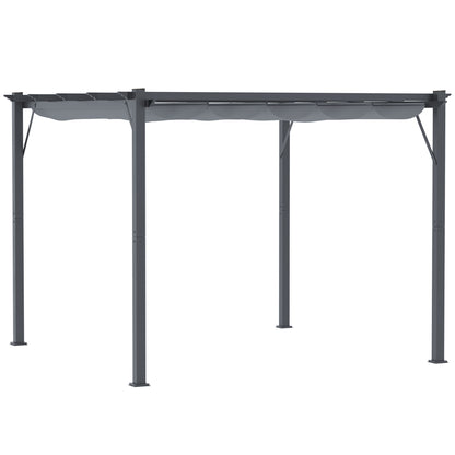 Outsunny Pérgola De Aluminio 3x3 M Con Techo Retráctil Resistente Al Agua Gris_0