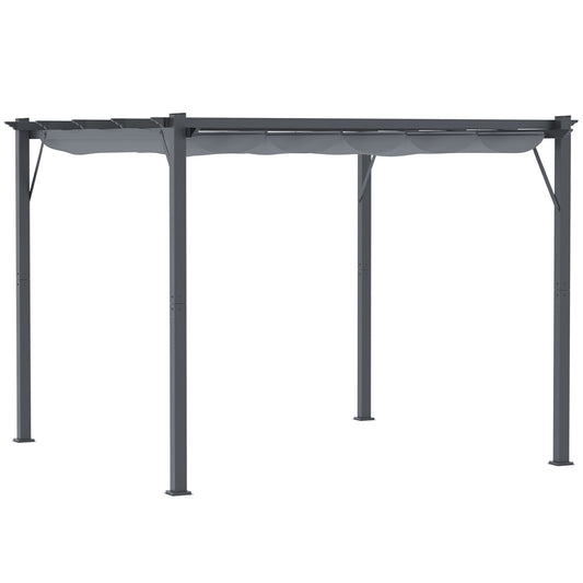 Outsunny Pérgola De Aluminio 3x3 M Con Techo Retráctil Resistente Al Agua Gris_0