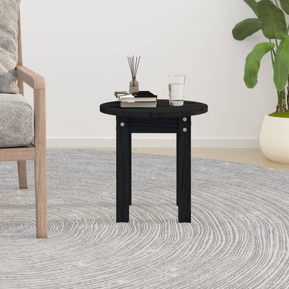 Mesa De Centro De Madera Maciza De Pino Negro Ø35x35 Cm_1
