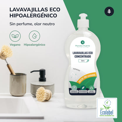 Lavavajillas manual hipoalergénico sin perfume ECO Planeta Huerto 750 ml