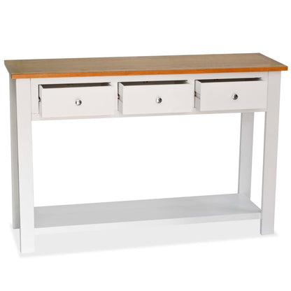 Mesa Consola De Madera De Roble Maciza 118x35x77 Cm_0