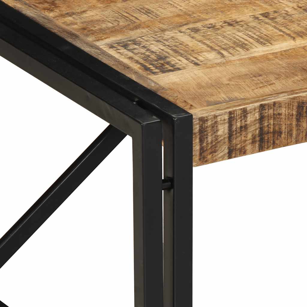 Mesa De Centro 80x80x35 Cm Madera Maciza De Mango Rugosa_3