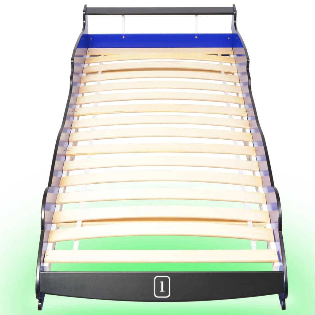 Cama Infantil Con Forma De Coche Carreras Y Led 90x200 Cm Azul / Vetonek_5