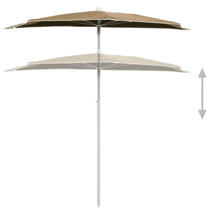 Sombrilla De Jardín Semicircular Con Palo Taupe 180x90 Cm_2