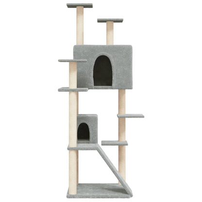 Rascador Para Gatos Con Postes De Sisal Gris Claro 153 Cm_2