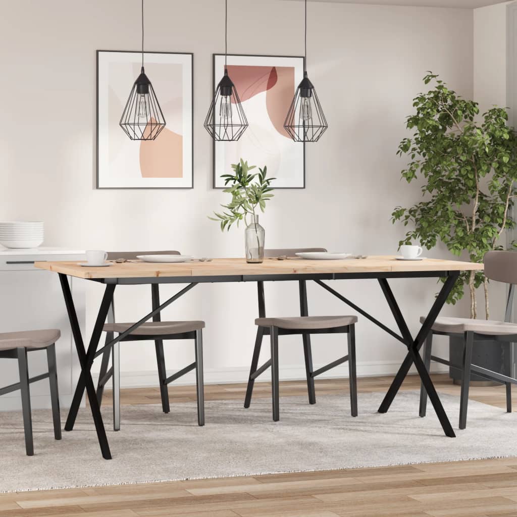 Mesa De Comedor Marco X Madera Maciza Pino Acero 180x90x75,5 Cm_1