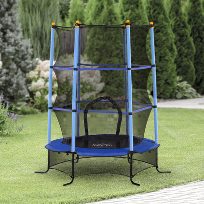 Homcom Cama Elástica Infantil Ø163 Cm Con Red De Seguridad Azul Y Negro_1