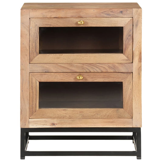 Mesita De Noche De Madera Maciza De Acacia 40x30x50 Cm_0