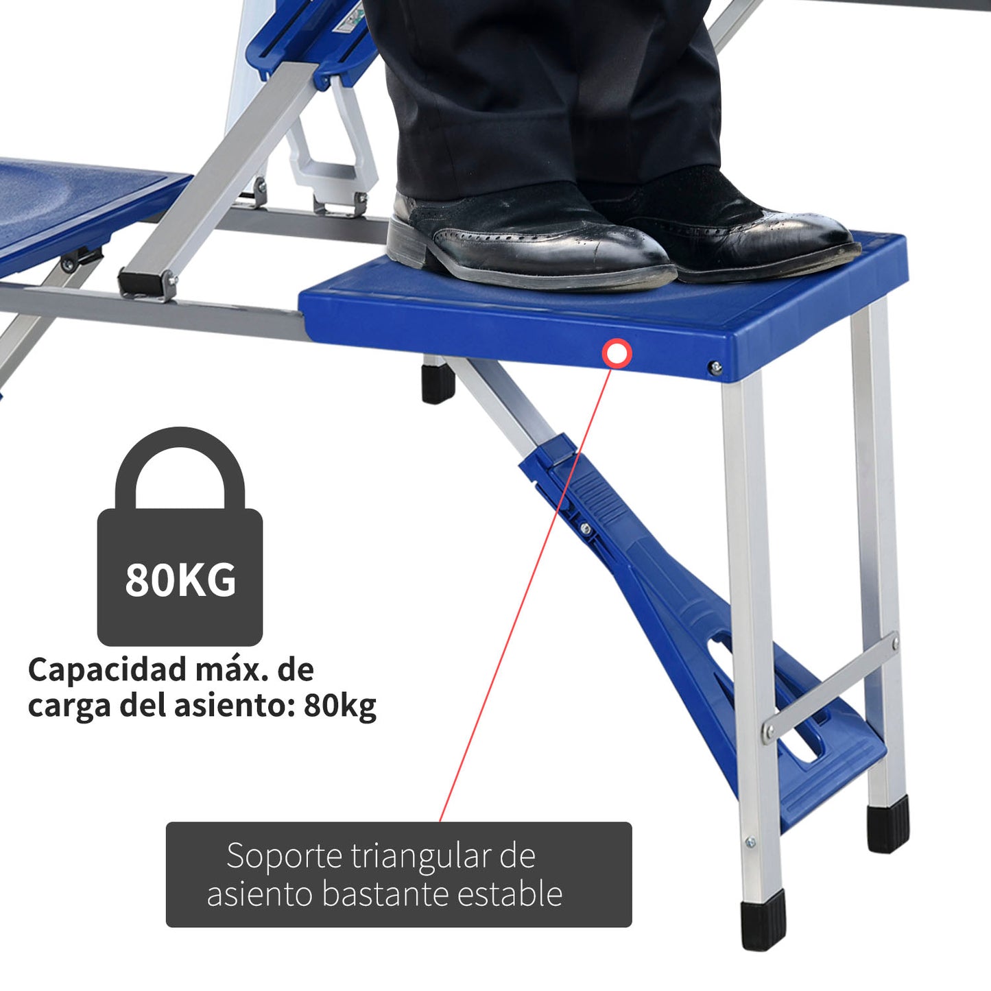 Outsunny Mesa Plegable De Camping Con 4 Asientos Agujero Para Sombrilla Picnic_5