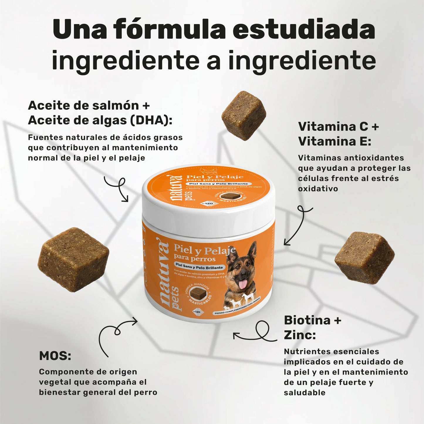 Pack Calmante + Aceite De Salmón Para Perros. Calma, Piel Y Pelo. Suplementos Mascotas. 240 Masticables. Natuva Pets_3