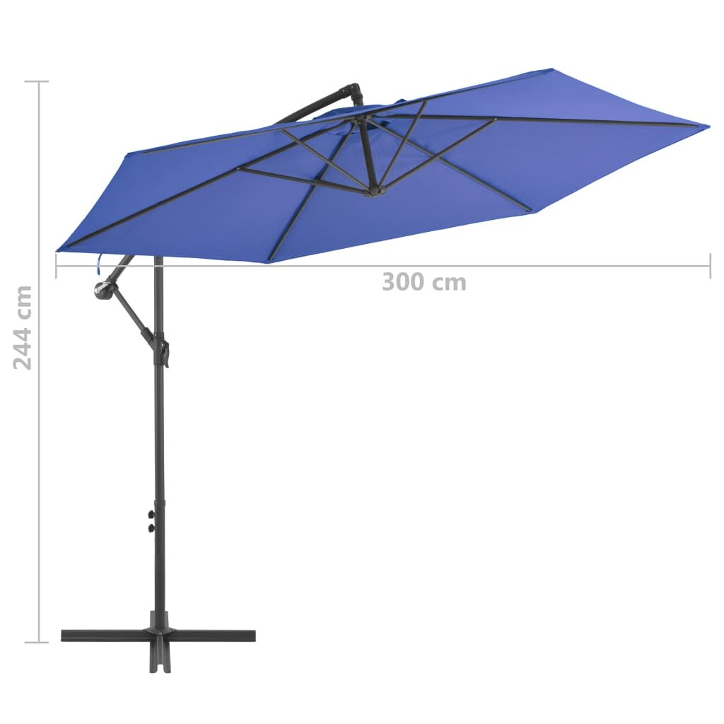 Vidaxl Sombrilla Voladiza Con Poste De Aluminio Azul 300 Cm_2