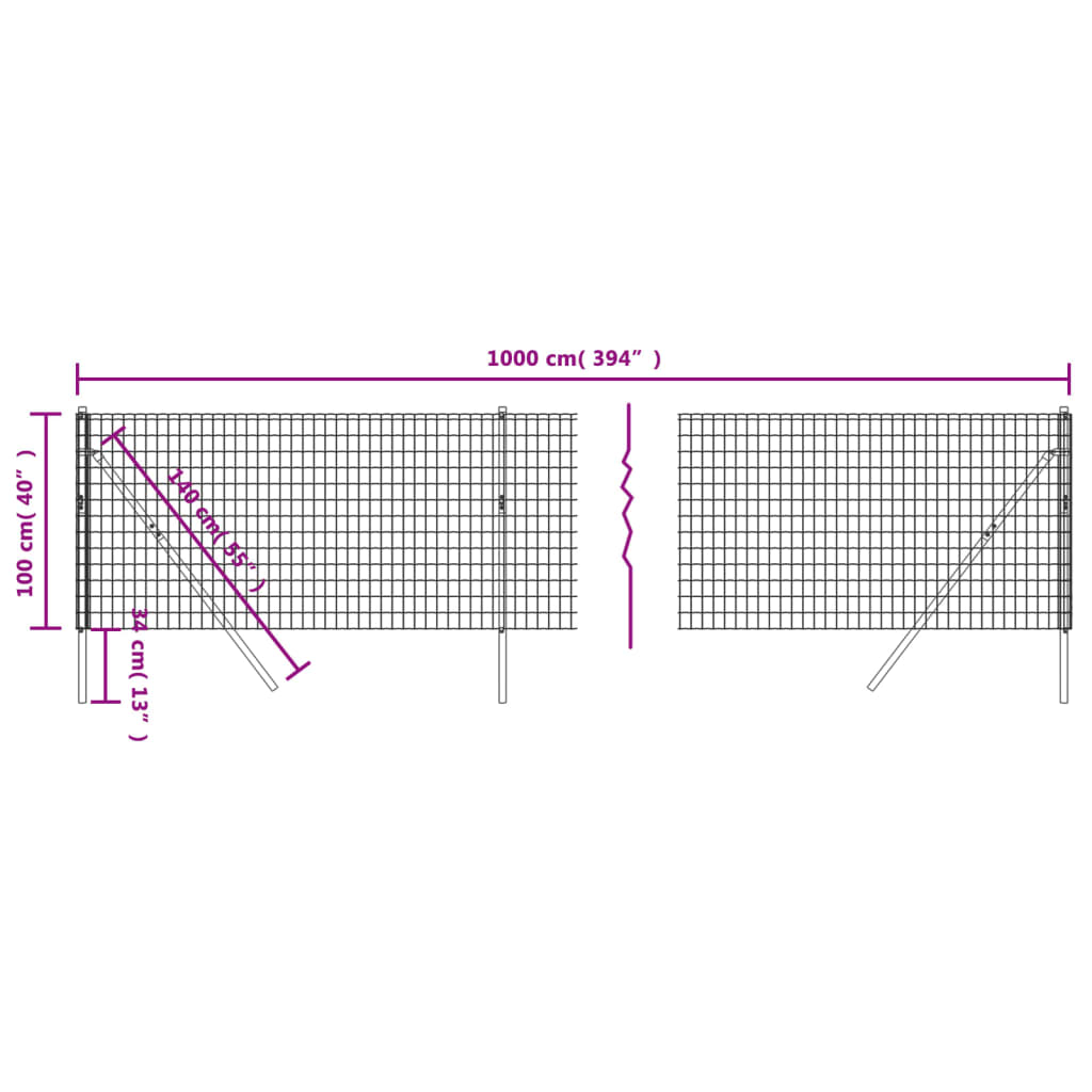 Cerca De Alambre De Acero Galvanizado Gris Antracita 1x10 M / Vetonek_2