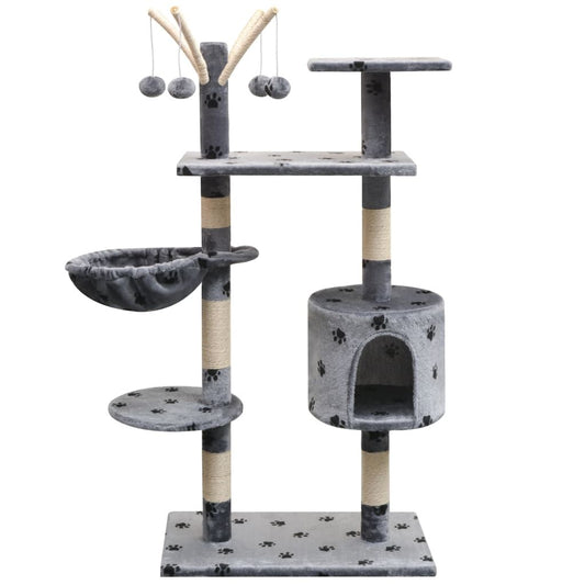 Vidaxl Rascador Para Gatos Poste Rascador De Sisal 125 Cm Huellas Gris_0