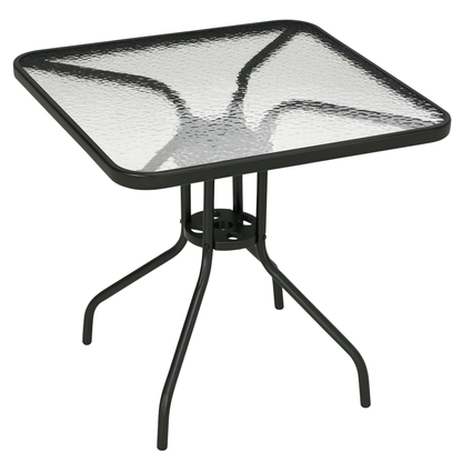 Outsunny Mesa De Jardín Cuadrada Con Agujero Para Sombrilla 76x76x72 Cm Negro_0