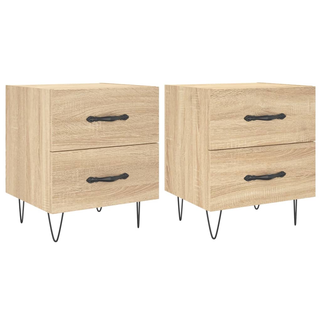 Mesita Noche 2 Uds Madera Ingeniería Roble Sonoma 40x35x47,5 Cm_0
