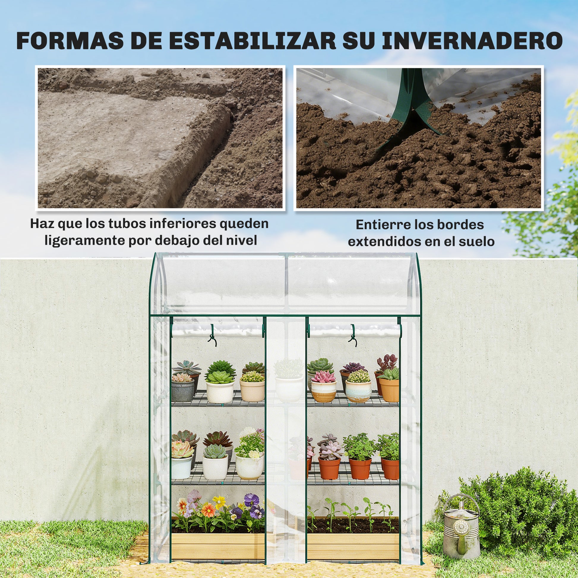 Outsunny Invernadero Pequeño Con 3 Estantes De Acero Y 2 Puertas Enrollables_5