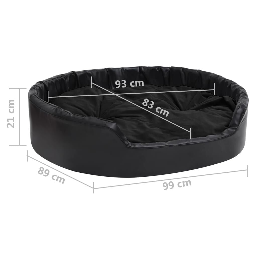 Vidaxl Cama Para Perros Felpa Y Cuero Sintético Negro 99x89x21 Cm_2