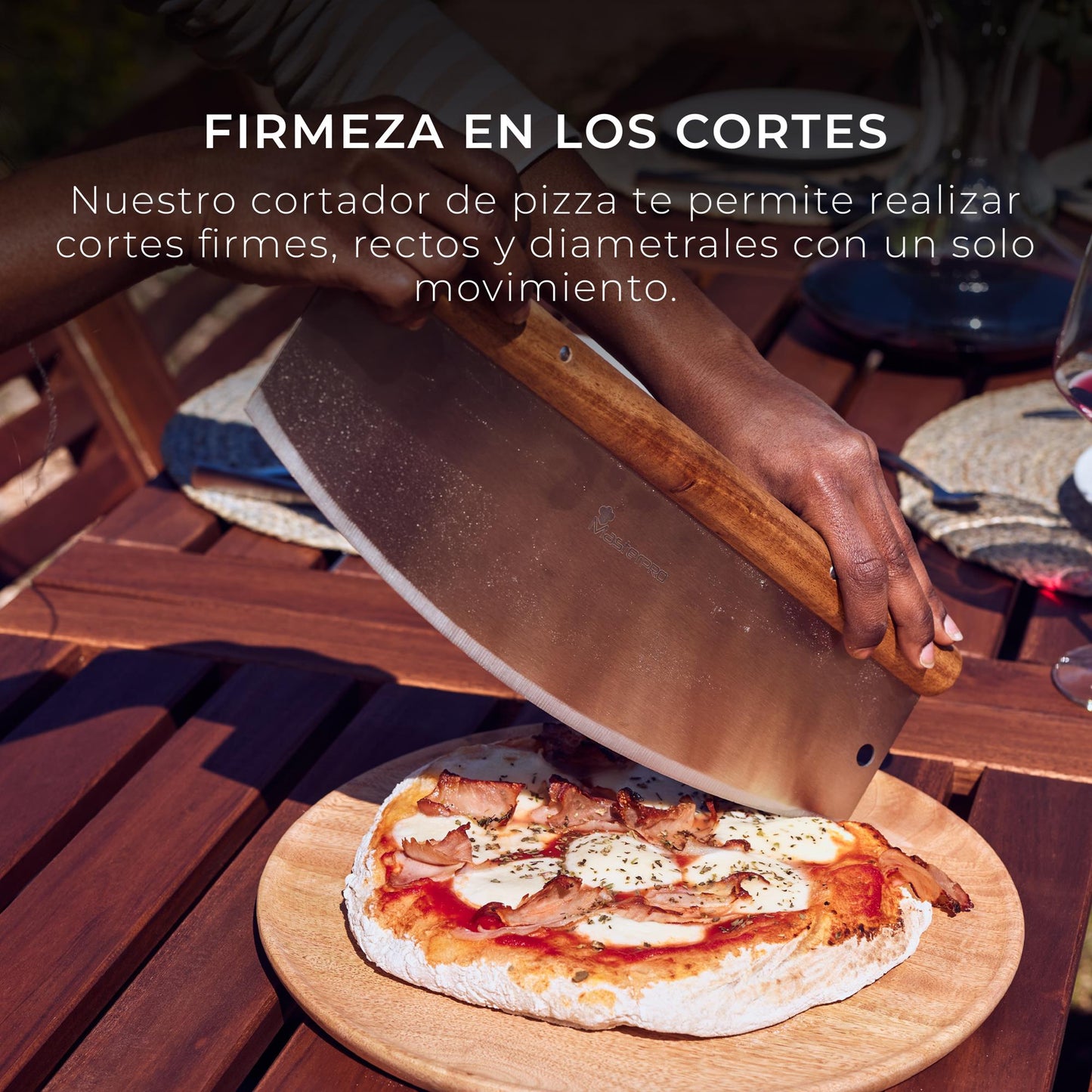 Set Compuesto Por Cortador De Pizza + Tabla De Corte En Madera Masterpro_3