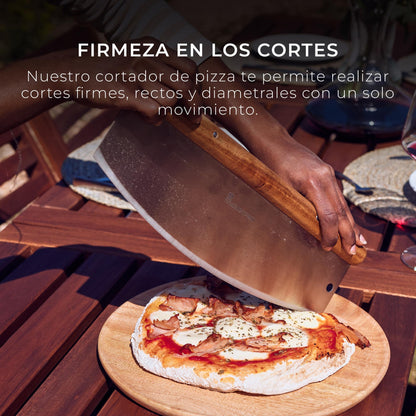 Set Compuesto Por Cortador De Pizza + Tabla De Corte En Madera Masterpro_3