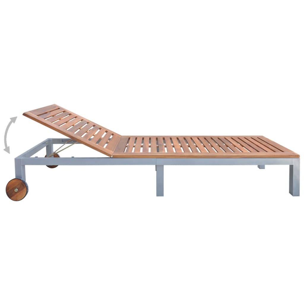 Tumbona Con Cojín Madera Maciza De Acacia Y Acero Galvanizado_3