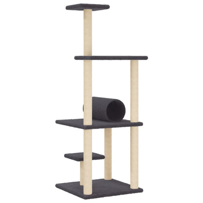 Vidaxl Rascador Para Gatos Con Postes De Sisal Gris Oscuro 136 Cm_5