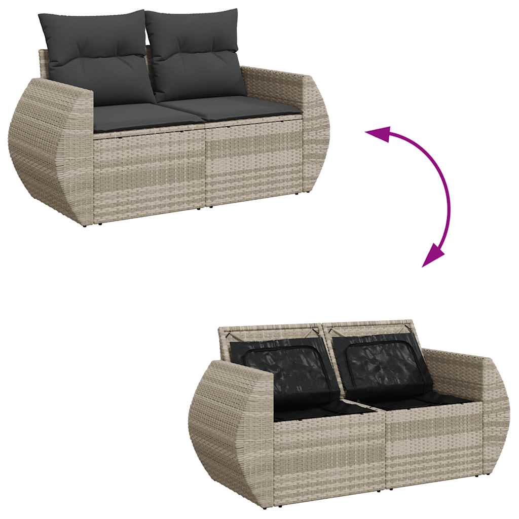 Set De Sofás De Jardín 6 Pzas Y Cojines Ratán Sintético Gris / Vetonek_3