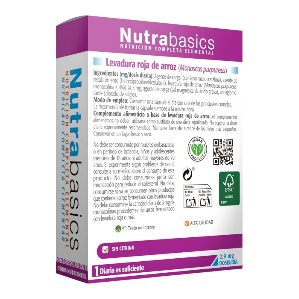 Levadura Roja De Arroz Nutrabasics 30 Caps
