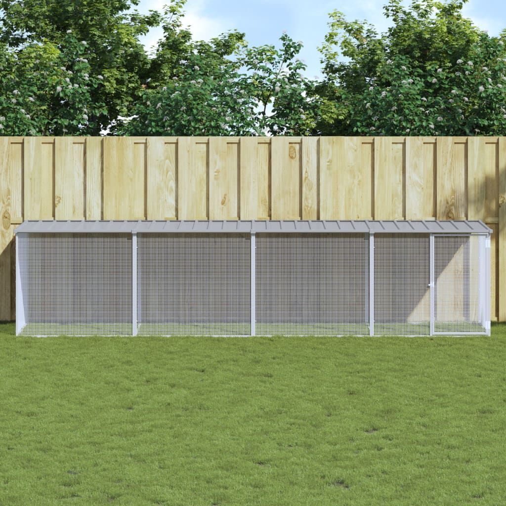 Vidaxl Gallinero Con Techo Acero Galvanizado Gris Claro 403x98x90 Cm_1
