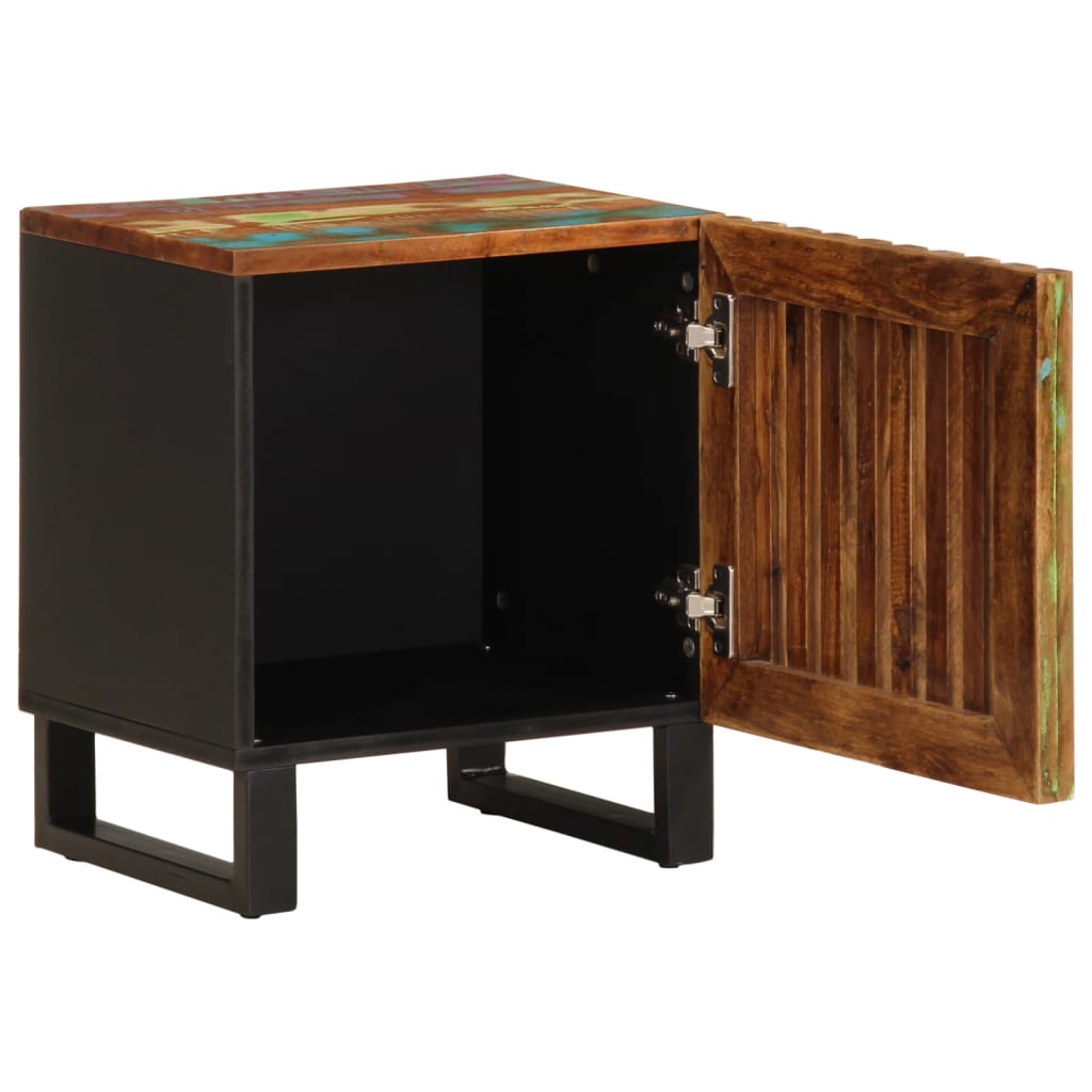 Mesita De Noche De Madera Maciza Reciclada 40x34x46 Cm_0