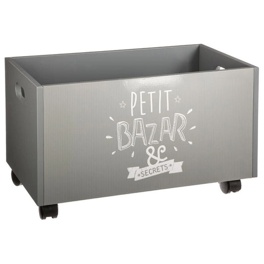 Well Home - Cofre De Juguetes Para Niños Con Ruedas Color Gris 48 X 30 X 28 Cm