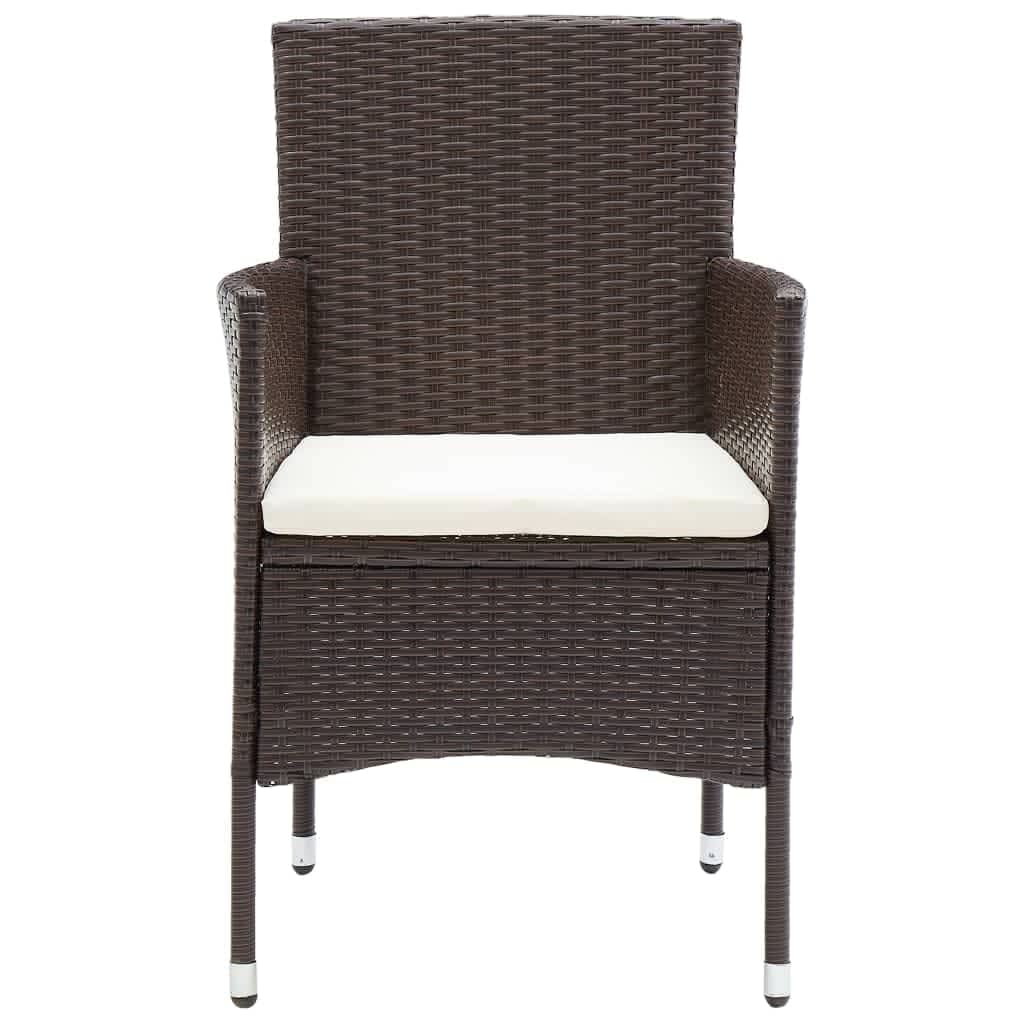Set Comedor De Jardín 3 Pzas Con Cojines Ratán Sintético Marrón / Vetonek_1